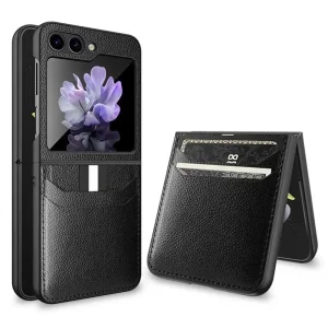 Удароустойчив калъф Ultra Thin Litchi за Samsung Galaxy Z Flip5 5G, Черен