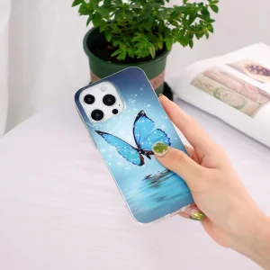 Noctilucent Silicone Case for iPhone 15 Pro, Glowing Blue Butterfly 5