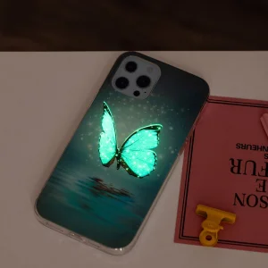Silicone case Noctilucent for iPhone 15 Pro Max, Glowing blue butterfly 4