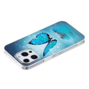Silicone case Noctilucent for iPhone 15 Pro Max, Glowing blue butterfly 3