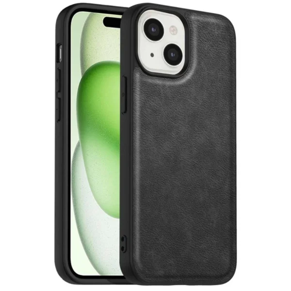 Удароустойчив калъф Slim-Fit Retro за iPhone 15, Черен 1