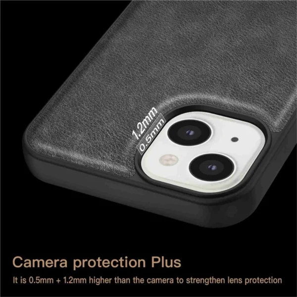 Удароустойчив калъф Slim-Fit Retro за iPhone 15, Черен 5