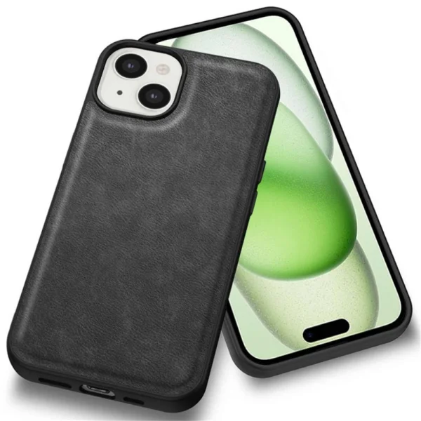 Удароустойчив калъф Slim-Fit Retro за iPhone 15, Черен 2