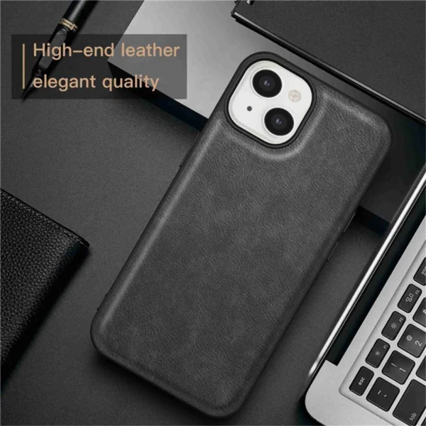 Удароустойчив калъф Slim-Fit Retro за iPhone 15, Черен 6