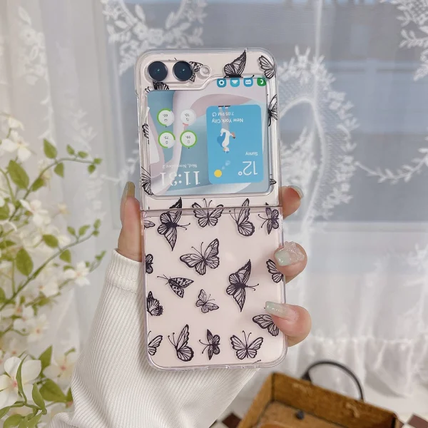 Пластмасов калъф за Samsung Galaxy Z Flip 5 5G, Черни пеперуди 2