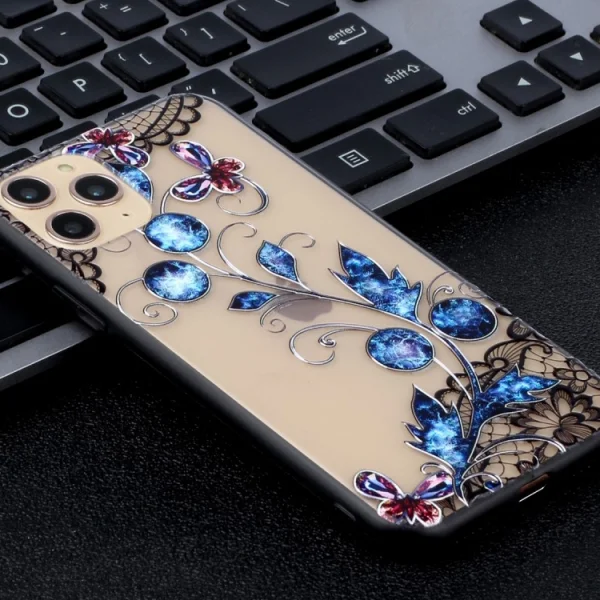 Удароустойчив гръб Lace Flower за Iphone 11 Pro, Сини Пеперуди 2