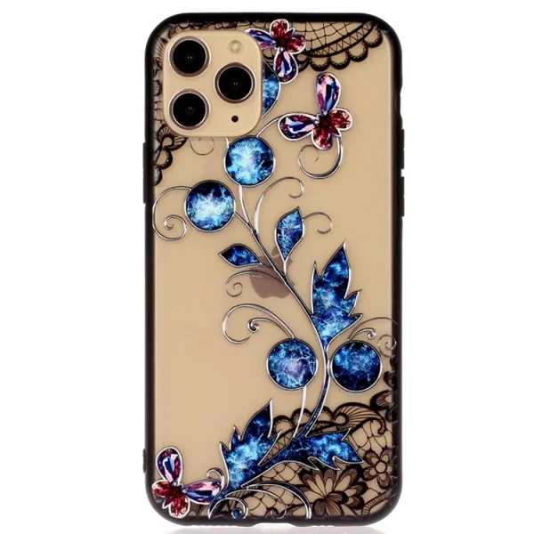 Удароустойчив гръб Lace Flower за Iphone 11 Pro, Сини Пеперуди 1