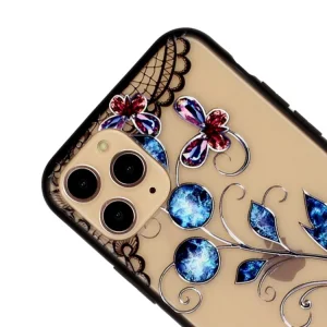 Удароустойчив гръб Lace Flower за Iphone 11 Pro, Сини Пеперуди 4