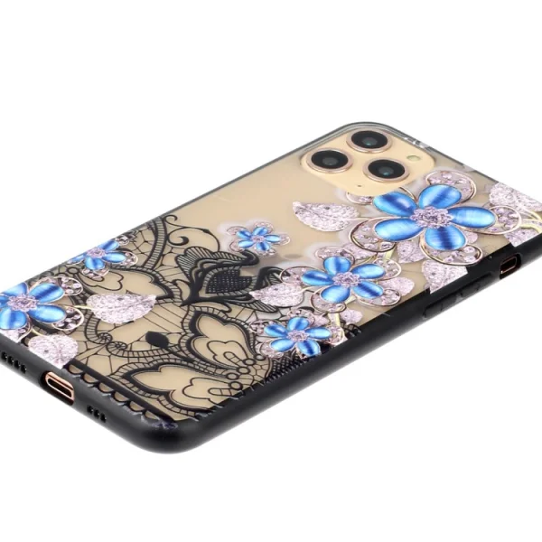 Удароустойчив гръб Lace Flower за Iphone 11 Pro, Сини цветя 3