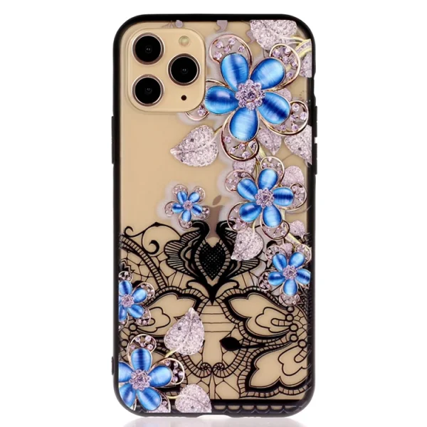 Удароустойчив гръб Lace Flower за Iphone 11 Pro, Сини цветя 1