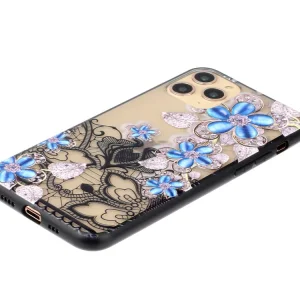 Удароустойчив гръб Lace Flower за Iphone 11 Pro, Сини цветя 3