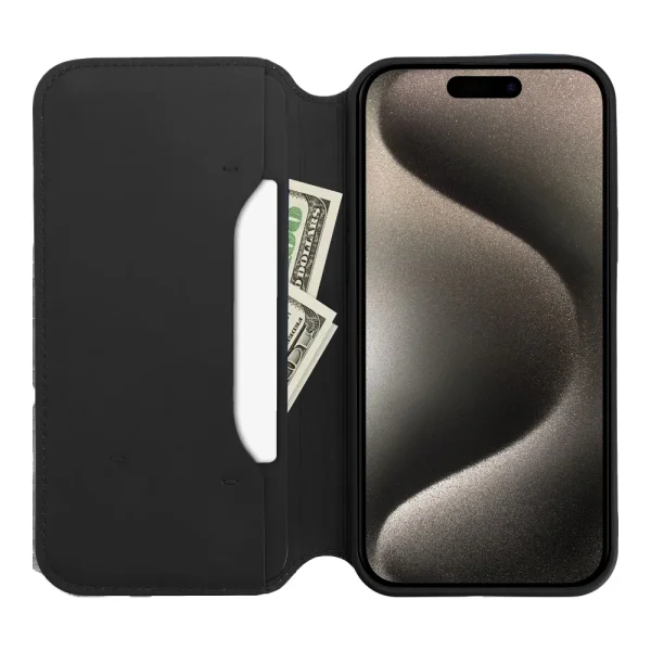 Калъф тефтер Dual Pocket за iPhone 15 Pro, Черен 3