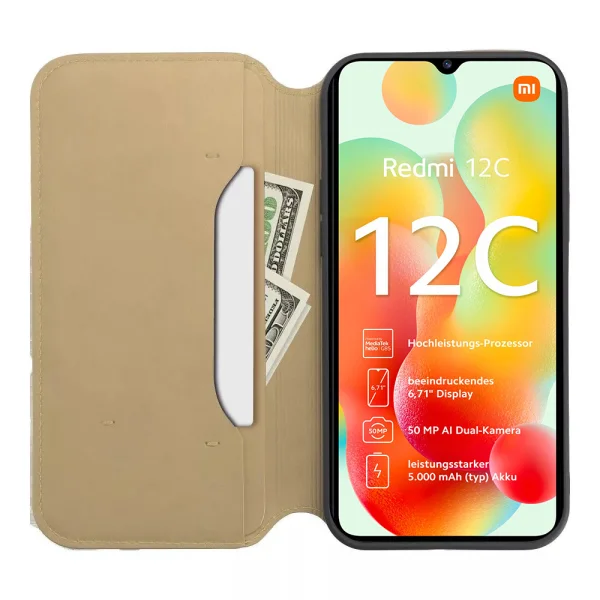 Калъф тефтер Dual Pocket за Xiaomi Redmi 12c, Златист 2