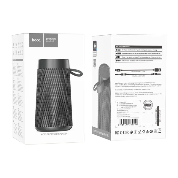 Portable speaker HOCO HC13, 5W, Bluetooth 5.0, AUX, Gray 3