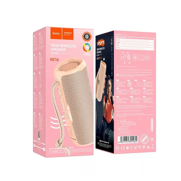 Преносима колонка HOCO HC16, Wireless, Waterproof, 10W, Bluetooth 5.3, Розов 3