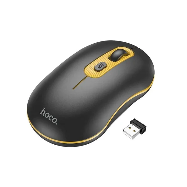 Безжична Мишка HOCO Wireless GM21, 2.4G, DPI 1000-1600, Черен- жълт 1