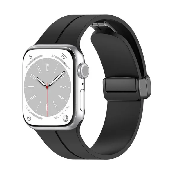 Techsuit Watchband W011 Silicone Strap for Apple Watch 1,2,3,4,5,6, Black 1