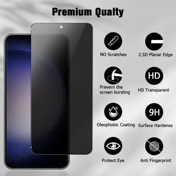Стъклен Протектор Full Glue PRIVACY за Samsung Galaxy S23 FE, Черен 4