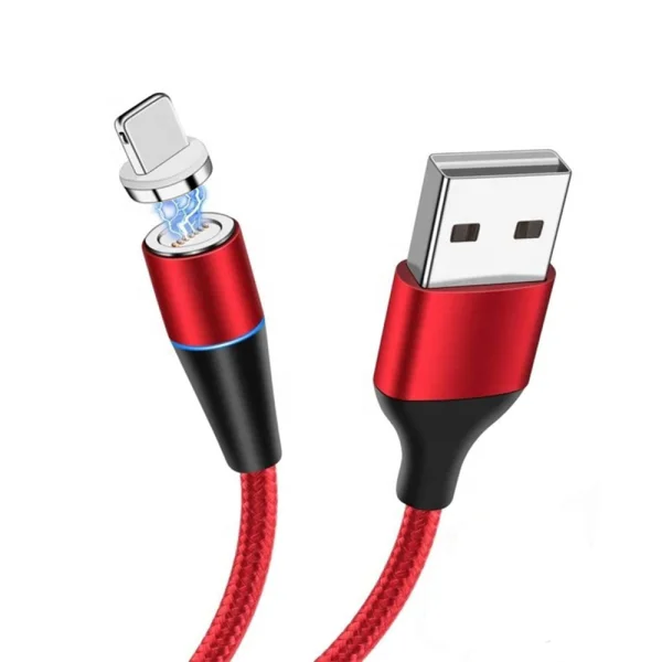 Магнитен кабел Magnetic от USB към Lightning за iPhone 5/6/7/8/X 3A, 1m, Червен 1