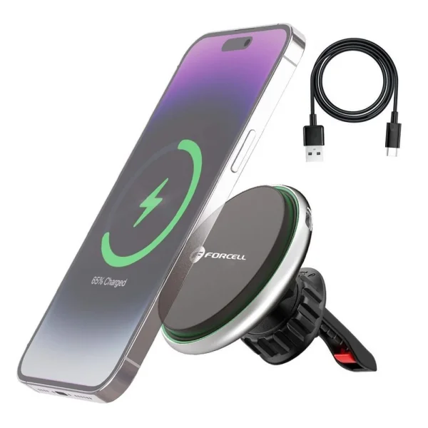 Car holder with wireless charging FORCELL HS2, support MagSafe, 15W, Black 2