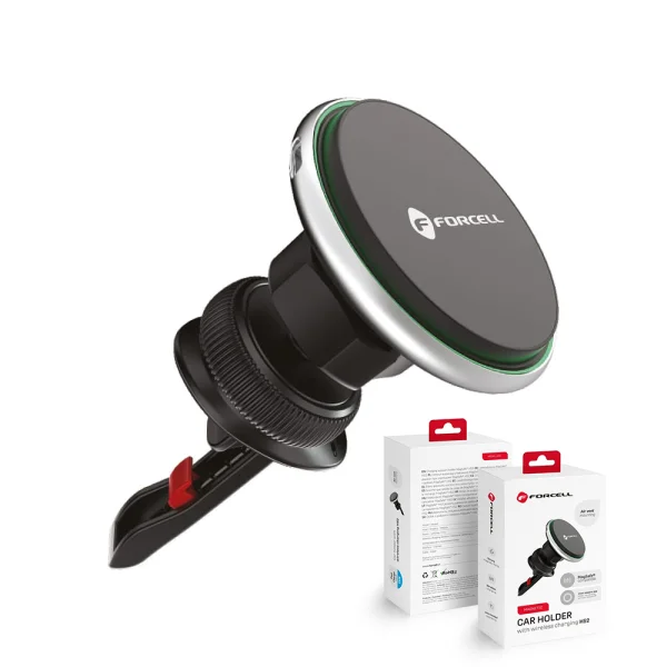 Car holder with wireless charging FORCELL HS2, support MagSafe, 15W, Black 1