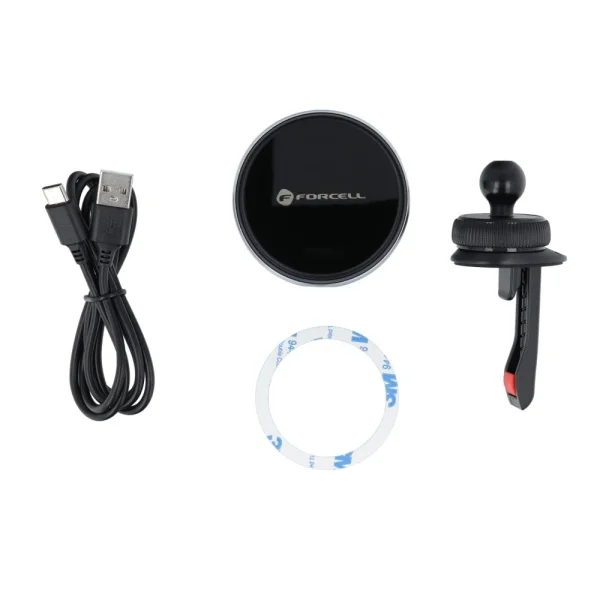 Car holder with wireless charging FORCELL HS2, support MagSafe, 15W, Black 4
