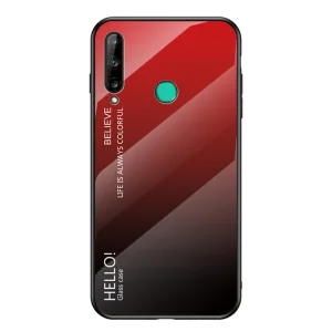 Стъклен гръб Glass за Huawei P40 Lite E/Y7P, Червен- Черен