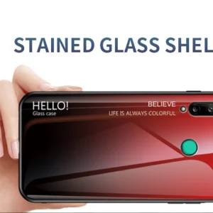 Стъклен гръб Glass за Huawei P40 Lite E/Y7P, Червен- Черен 3