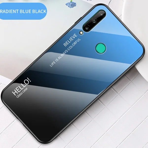Стъклен гръб Glass за Huawei P40 Lite E/Y7P, Син-Черен 3