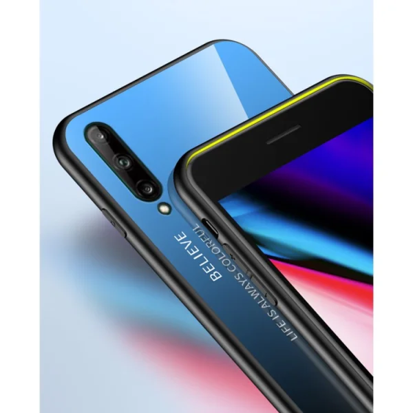 Стъклен гръб Glass за Huawei P40 Lite E/Y7P, Син-Черен 2