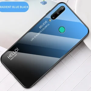 Стъклен гръб Glass за Huawei P40 Lite E/Y7P, Син-Черен 3