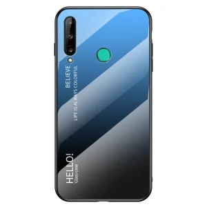 Стъклен гръб Glass за Huawei P40 Lite E/Y7P, Син-Черен