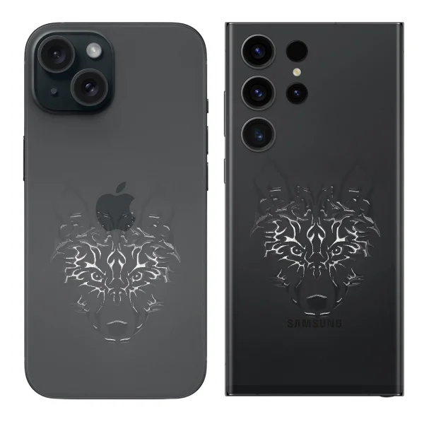 Custom Cut Phone Skin Protector (Back), Transparent Wolf 1