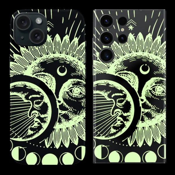 Cut Foil Protector for Phone (Back), phosphorescent, moon and sun 2