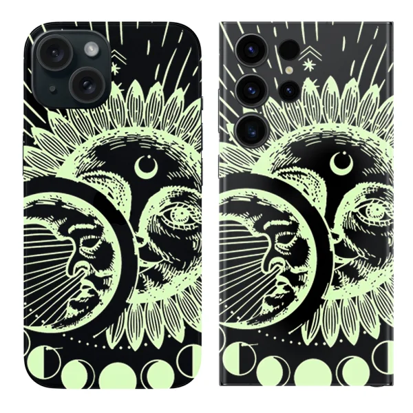Cut Foil Protector for Phone (Back), phosphorescent, moon and sun 1