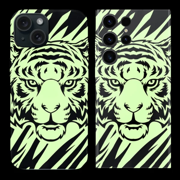 Custom Cut Phone Foil Protector (Back), phosphorescent, tiger 2