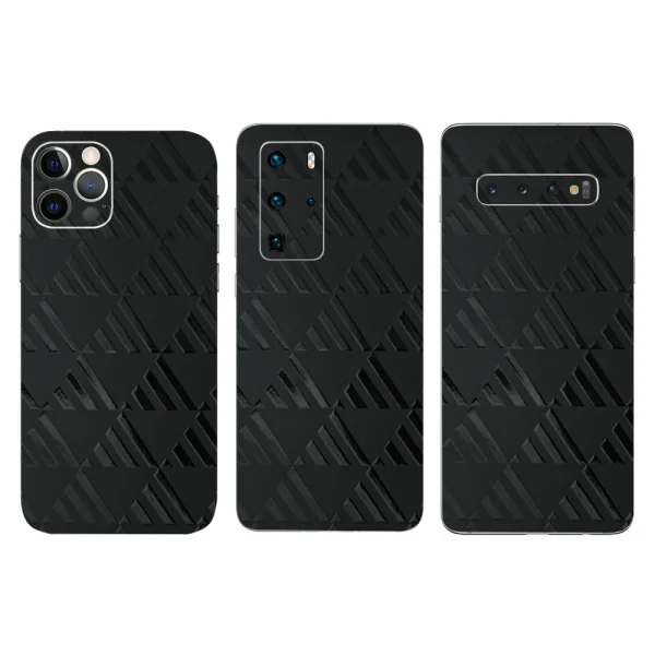 Custom Cut Phone Skin Protector (Back), Black with Triangles 1