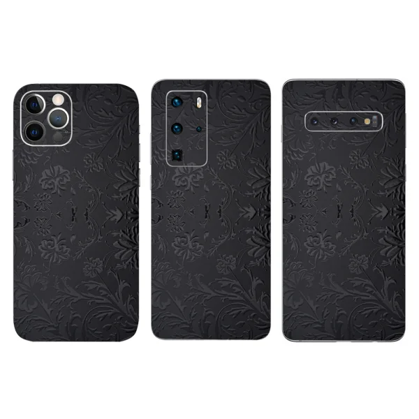 Cut Foil Phone Protector (Back), Black floral motifs 1