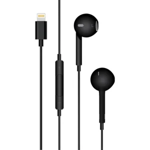 Слушалки с микрофон HF. Lightning iPhone 7/7Plus/8/8Plus/X  MEGA BASS, Черен