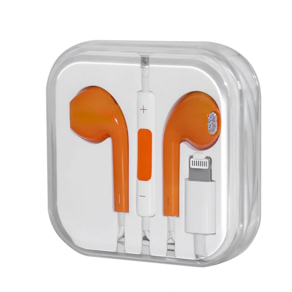 Слушалки с микрофон HF. Lightning iPhone 7/7Plus/8/8Plus/X  MEGA BASS, Оранжев 2