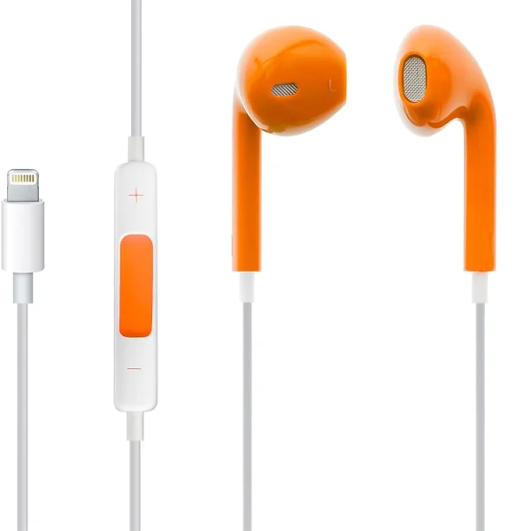 Слушалки с микрофон HF. Lightning iPhone 7/7Plus/8/8Plus/X  MEGA BASS, Оранжев 1