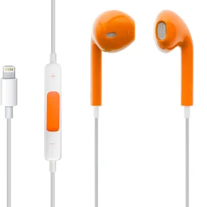 Слушалки с микрофон HF. Lightning iPhone 7/7Plus/8/8Plus/X  MEGA BASS, Оранжев