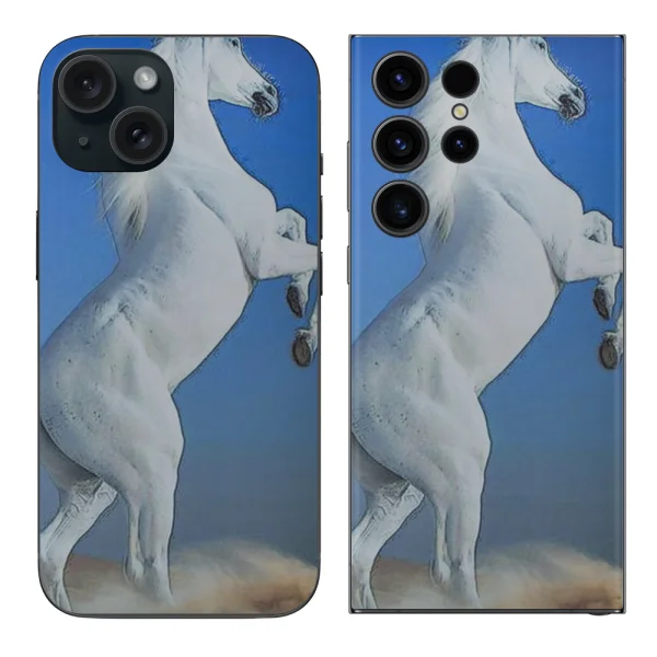 Custom Cut Foil Phone Protector (Back), 3D White Horse 1
