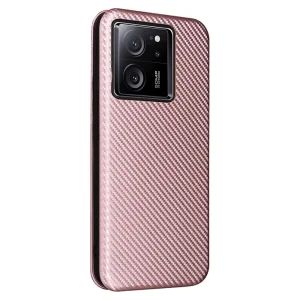 Калъф Тефтер Carbon за Xiaomi 13T/13T Pro, Розово-златист 6