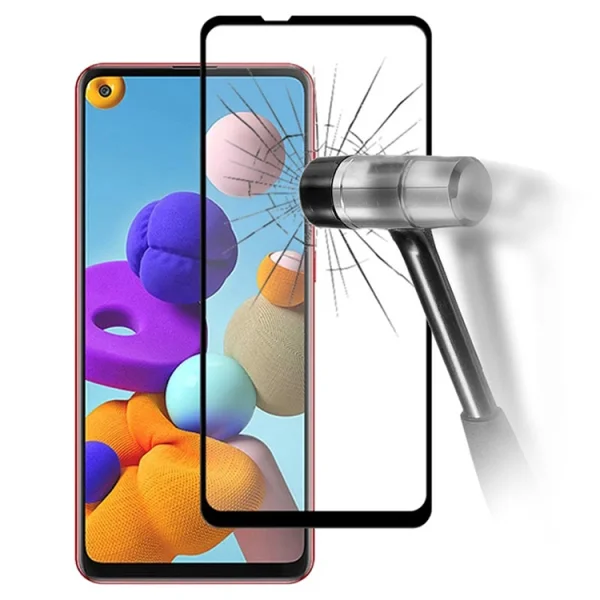 5D Full Glue Tempered Glass Protector for Samsung Galaxy A21s, Black 2
