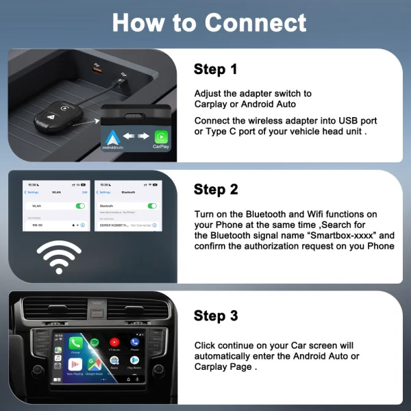 Wireless Carplay Android Auto Adapter THT-020-9, Black 5