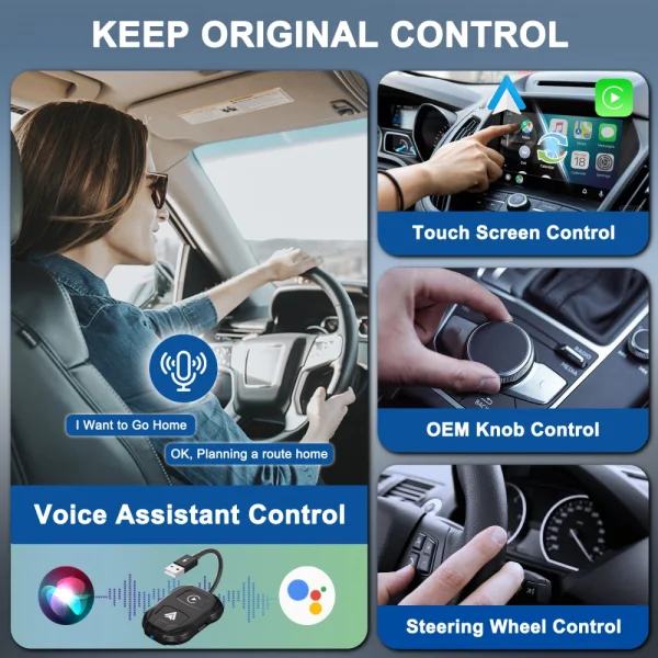 Wireless Carplay Android Auto Adapter THT-020-9, Black 3