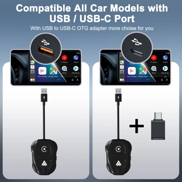 Wireless Carplay Android Auto Adapter THT-020-9, Black 6