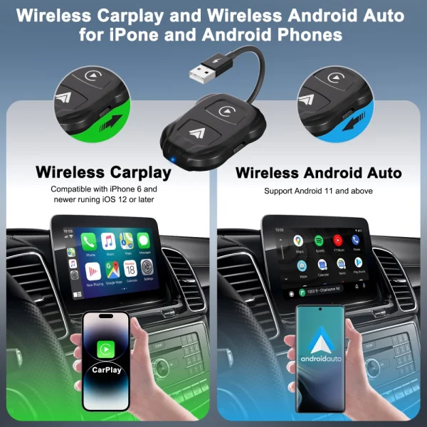 Wireless Carplay Android Auto Adapter THT-020-9, Black 2