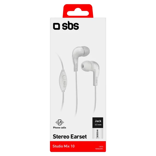 Слушалки с микрофон SBS MIX 10, Jack 3.5mm, Бял 5